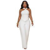 Women Knot Top and Wide-Leg Pants Two-Piece Set