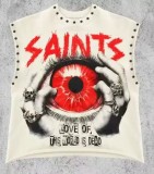 Spring/Autumn Lip Print Studded Casual Vest
