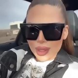 Women purple oversized fitted sunglasses