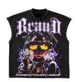 Spring/Autumn Lip Print Studded Casual Vest