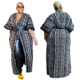 New style windbreaker - African ethnic style women's coat - long printed coat