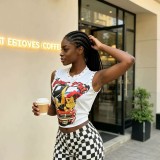 Spring/Autumn Lip Print Studded Casual Vest
