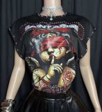 Spring/Autumn Lip Print Studded Casual Vest