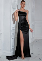 Women Sexy Slash Shoulder Beaded Evening Dress Women Sexy Slash Shoulder Beaded Evening Dress