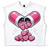 Spring/Autumn Lip Print Studded Casual Vest