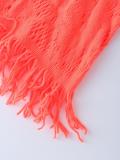 Women Orange Halter Neck Tank Mesh Cutout Sexy Lingerie and Skirt Two-Piece Set