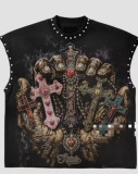 Spring/Autumn Lip Print Studded Casual Vest