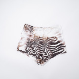 Women Sexy Leopard Print Mesh Long-Sleeve Top and Shorts Two-Piece Set