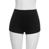 Women Autumn Solid Sexy Hollow-Out Long-Sleeve Top and Shorts Two-Piece Set