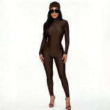 Women Autumn Solid Headscarf and Jumpsuit Two-Piece Set