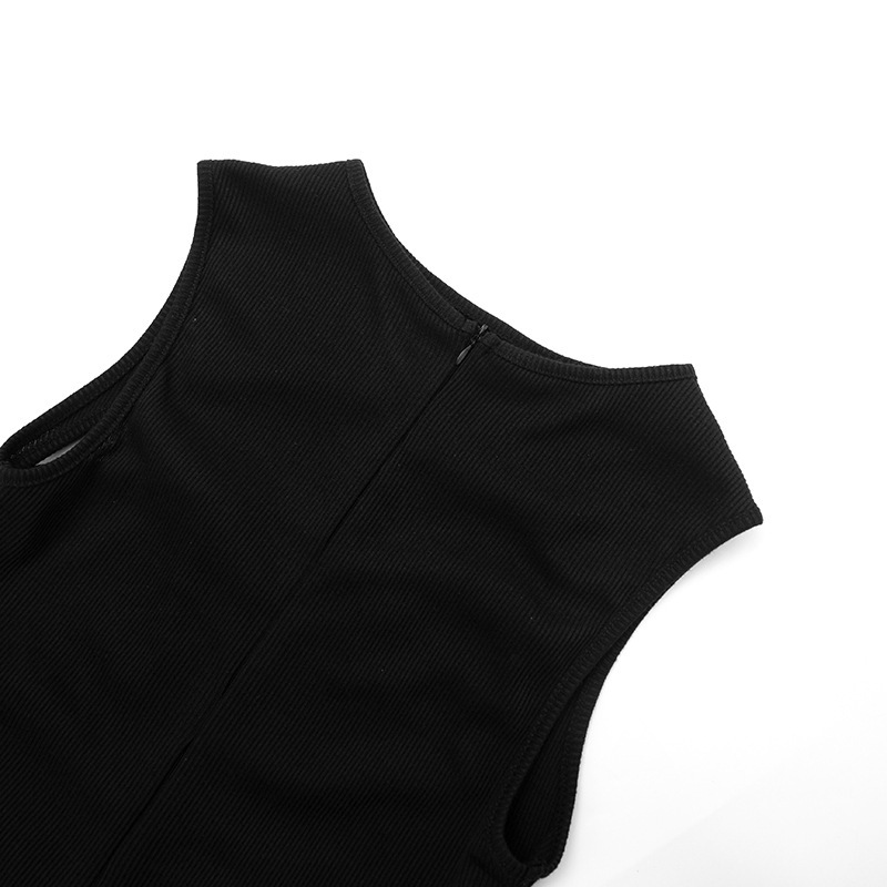 Solid Sleeveless Hollow-Out Jumpsuit for Clubwear