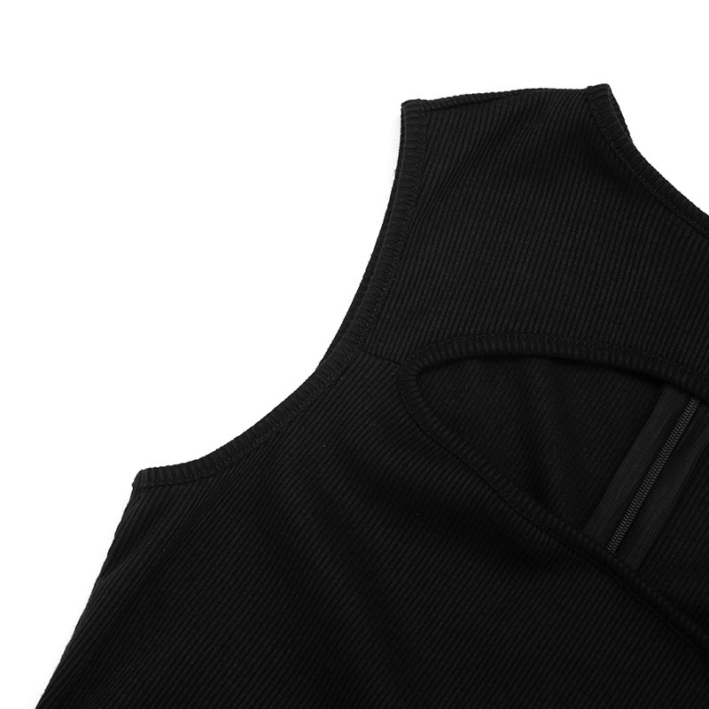 Solid Sleeveless Hollow-Out Jumpsuit for Clubwear