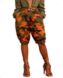 Women American Camouflage Jogger Double Buckle Lantern Pants