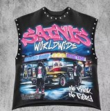 Spring/Autumn Lip Print Studded Casual Vest
