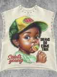 Spring/Autumn Lip Print Studded Casual Vest