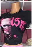 Spring/Autumn Lip Print Studded Casual Vest