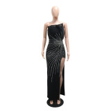 Women Solid Beaded Backless Maxi Dress