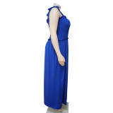 Ruffled, sexy and form-fitting halter dress in large size