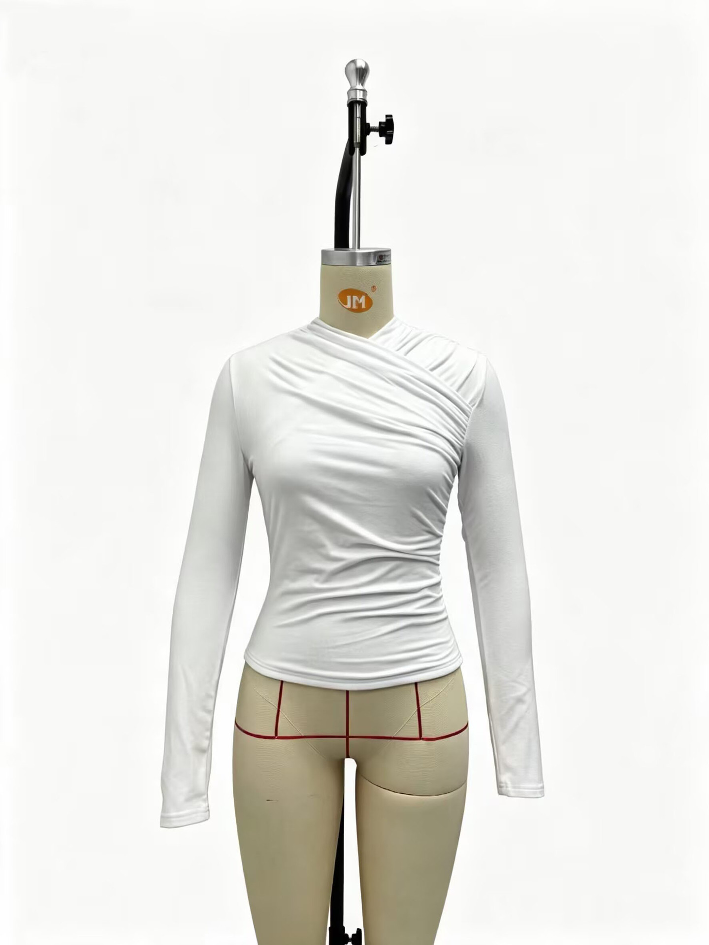 Cross-Pleated T-Shirt Top for Casual Wear