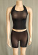 Women Sexy Stretch Halter Neck See-Through Top and Shorts Lingerie Two-Piece Set