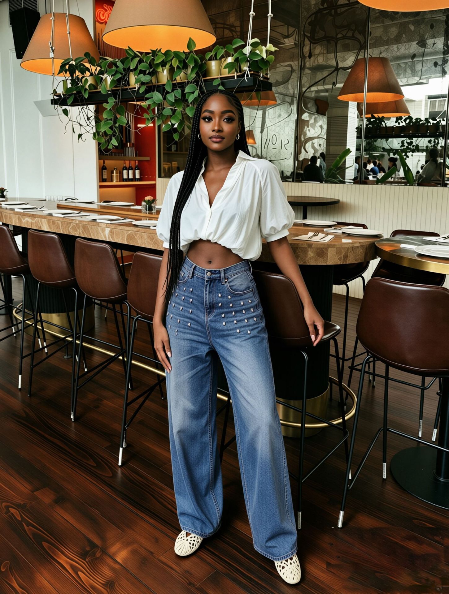 Studded Denim Pants for Casual Streetwear