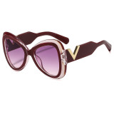 Large Frame Butterfly V-Shaped Sunglasses Sunglasses
