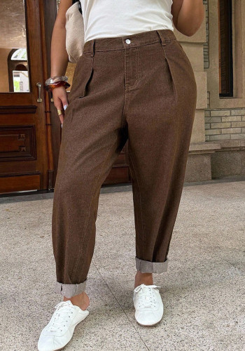 Plus Size Women Summer Solid Casual Denim Pant