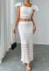 Women Square Neck Top and Slit Skirt Two-Piece Set