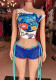 Women Bohemian Slash Shoulder Top and Shorts Holidays Two-Piece Set