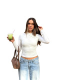 Women Cross-Pleated T-Shirt Top