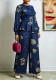 Plus Size Women Ruffled Puff Sleeve Top and Wide-Leg Pants Two-Piece Set