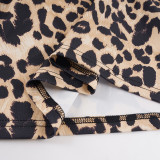 Women Leopard Print Backless Lace-Up Holidays Strap Dress