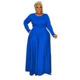Plus Size Women Autumn Solid Casual Two-Piece Set