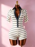 Women's Sexy Ribbed Deep V-Neck Romper