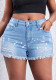 Women Summer Ripped Stretchy Washed Denim Shorts