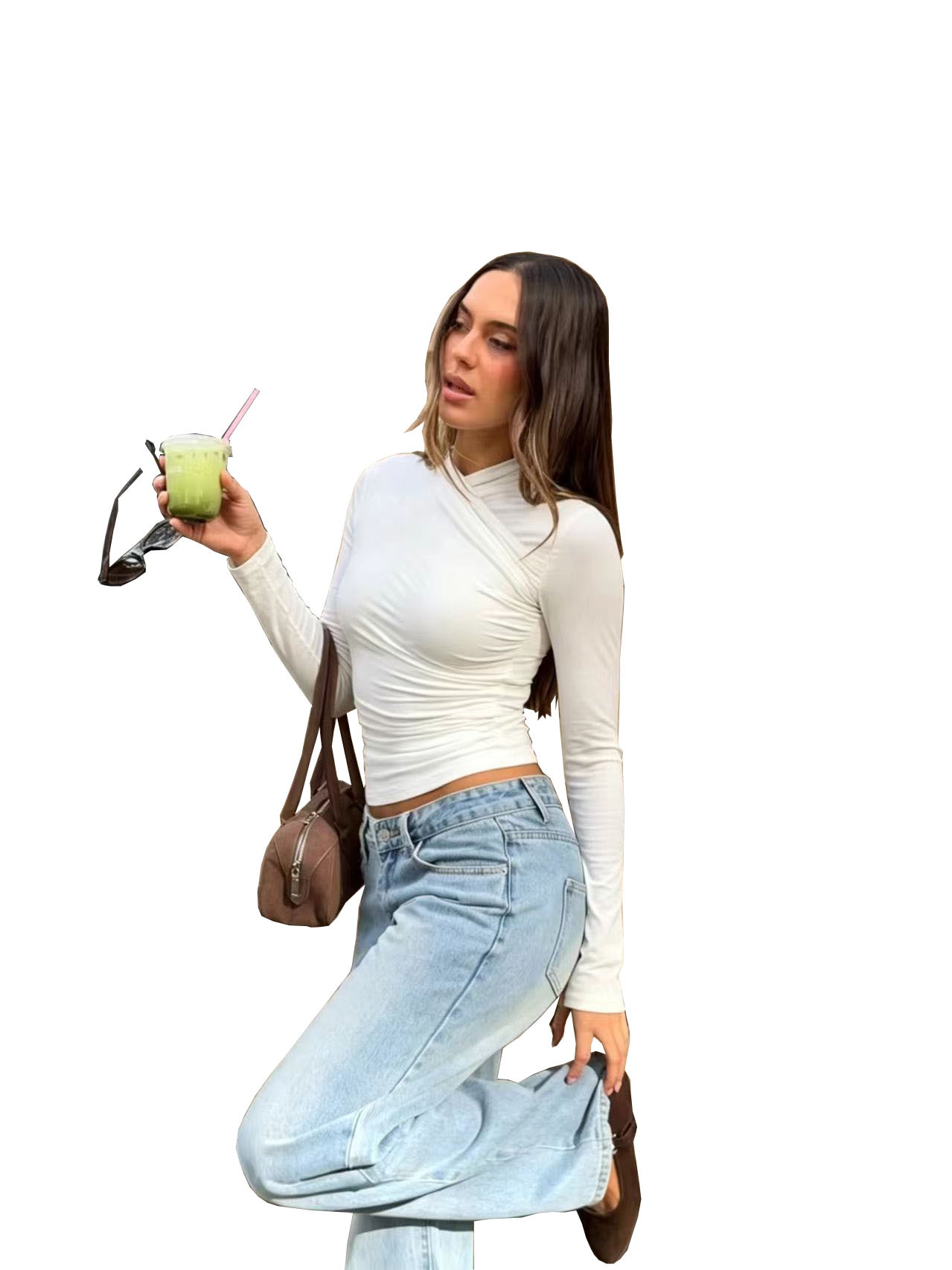 Cross-Pleated T-Shirt Top for Casual Wear