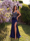 Women Halter V-Neck Lace Fishtail Slit Formal Party Evening Dress
