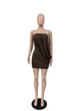 Women Off Shoulder Strapless Irregular Bodycon Dress