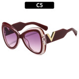 Large Frame Butterfly V-Shaped Sunglasses Sunglasses