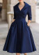 Women Autumn/Winter Solid Elegant Long-Sleeve Dress