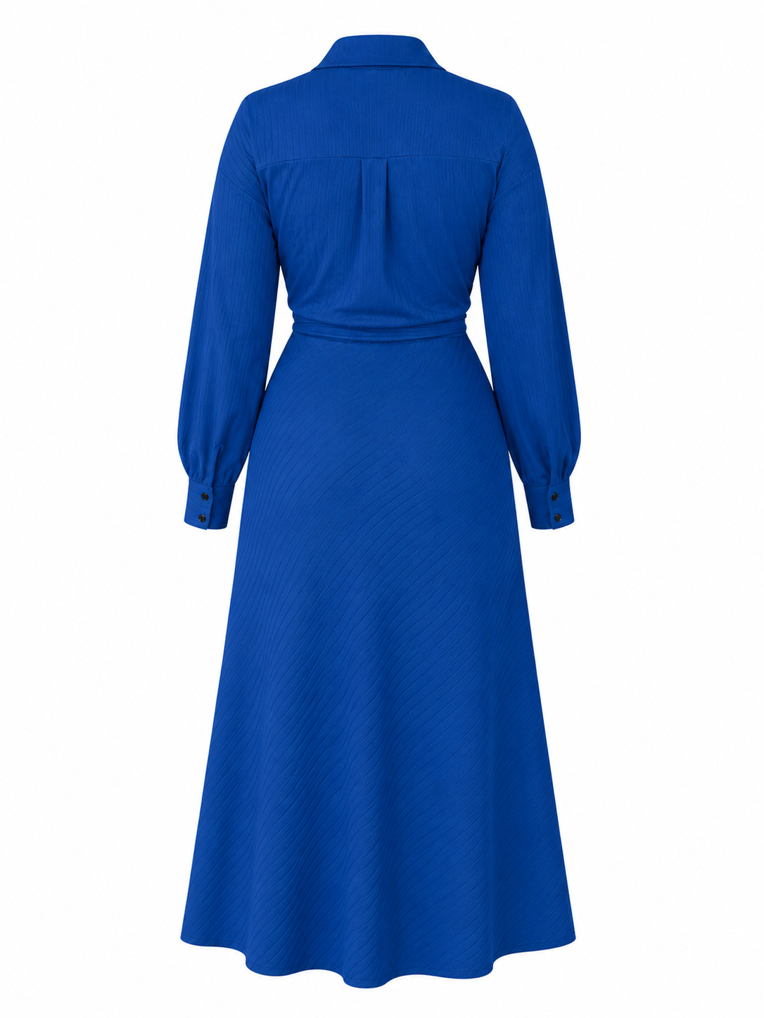Long-Sleeve Knotted Shirt & Slit Skirt Two-Piece Set