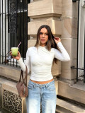 Women Cross-Pleated T-Shirt Top
