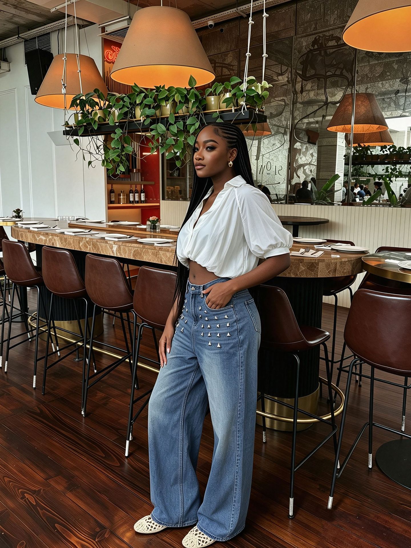 Studded Denim Pants for Casual Streetwear