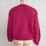 Women Plush Daisy Knitting V-Neck Top Sweaters
