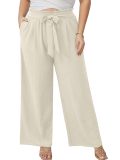 Plus Size Women Wide-Leg Tie-Waist Pant