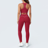 Women Color-Blocked Yoga Tank Top and Pant Two-Piece Set