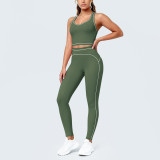 Women Color-Blocked Yoga Tank Top and Pant Two-Piece Set