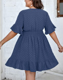 Plus Size Women Short-Sleeve Solid Dress