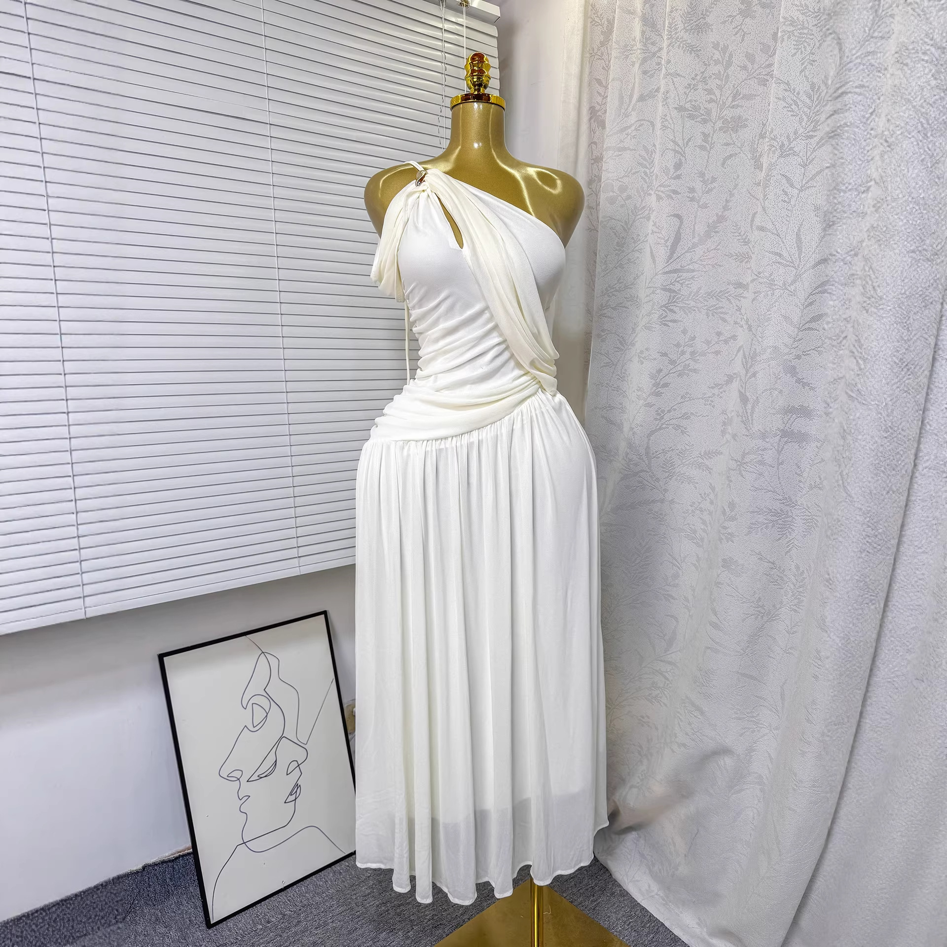 Slash Shoulder Knot Off-Shoulder Maxi Dress for Summer