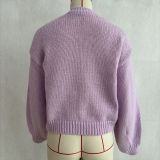 Women Plush Daisy Knitting V-Neck Top Sweaters